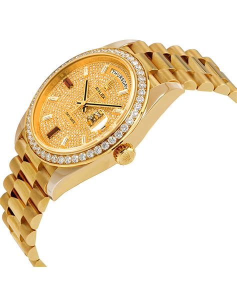 rolex day date replica automatic full gold diamond bezel president|rolex presidential 40mm diamond bezel.